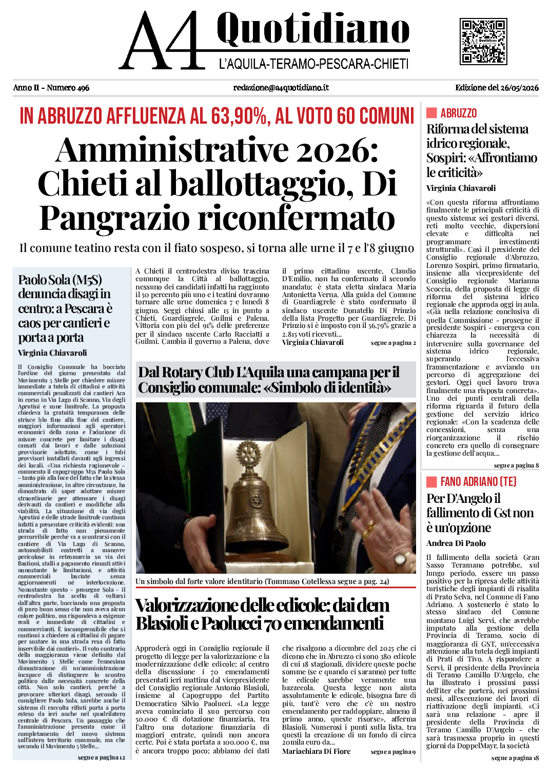 ANNO II - NUMERO 496 - Edizione del 26/05/2026