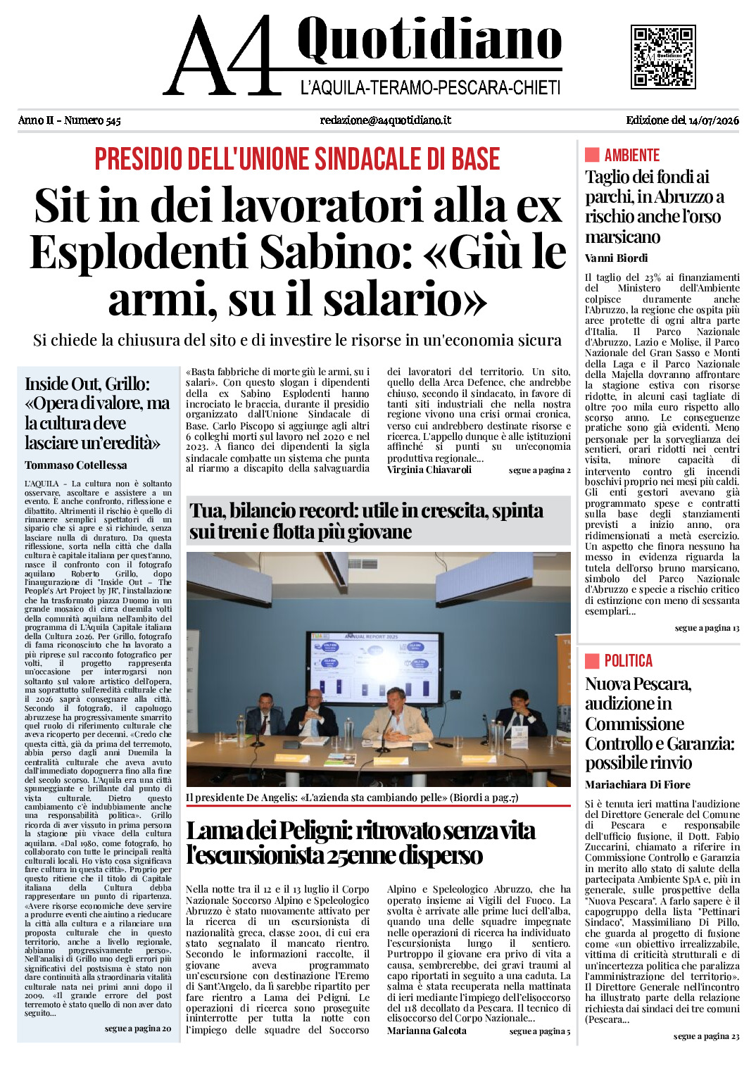 ANNO II - NUMERO 545 - Edizione del 14/07/2026