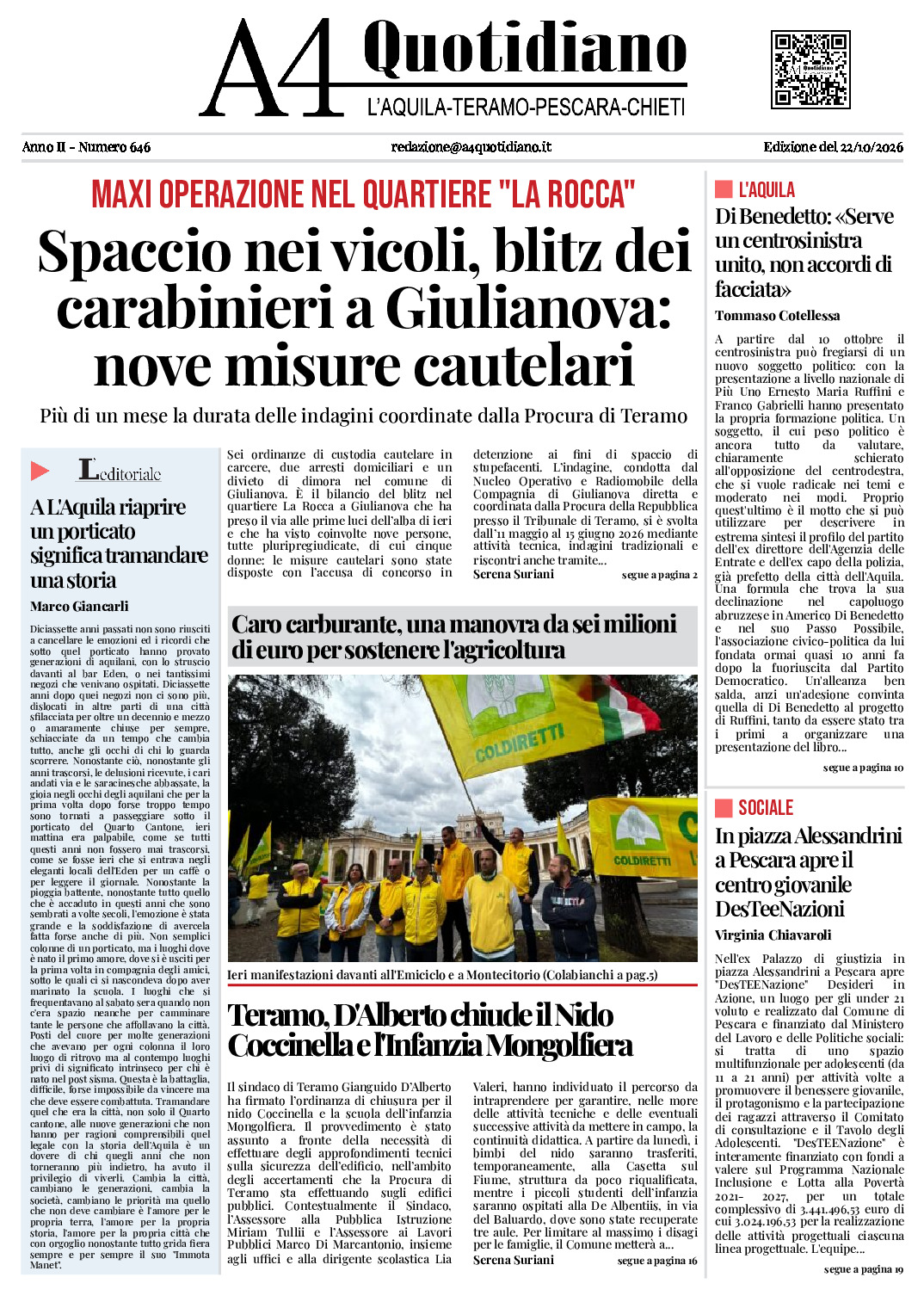 ANNO II - NUMERO 646 - Edizione del 22/10/2026