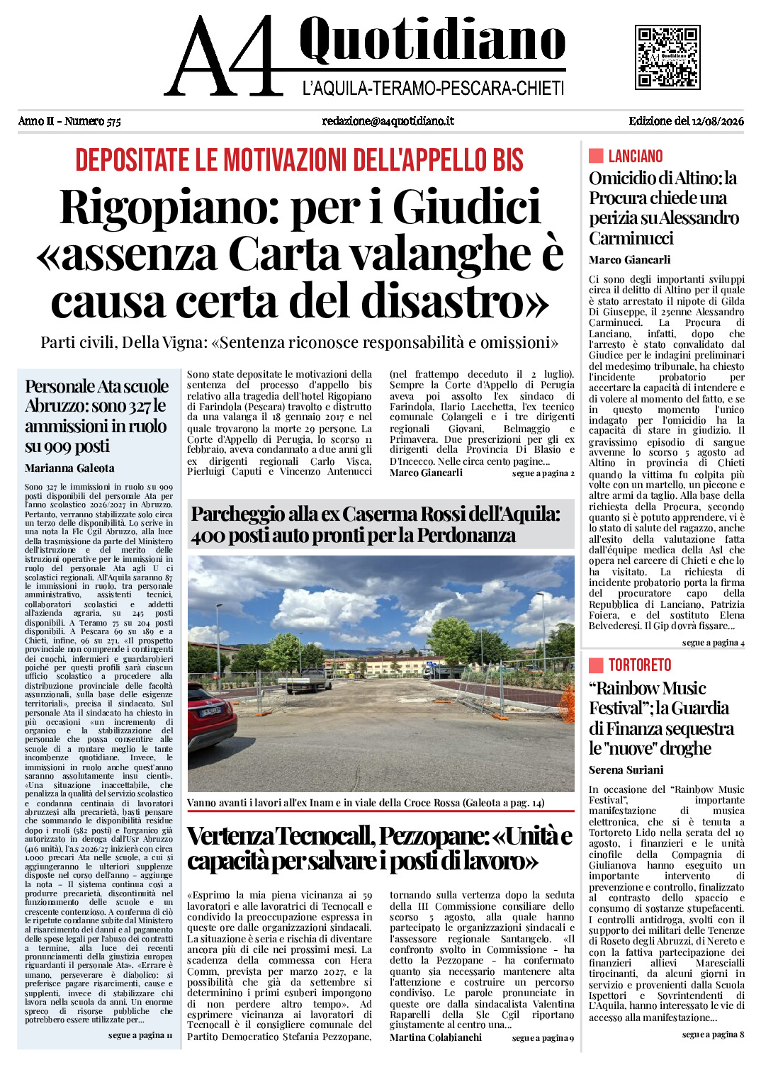 ANNO II - NUMERO 575 - Edizione del 12/08/2026