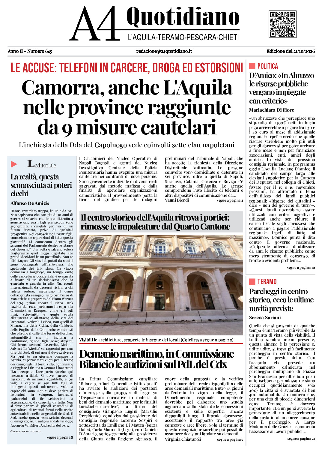 ANNO II - NUMERO 645 - Edizione del 21/10/2026