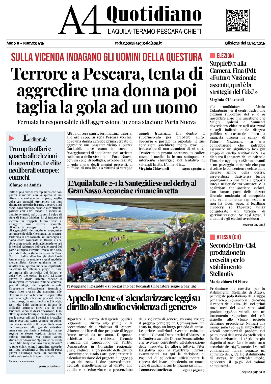ANNO II - NUMERO 636 - Edizione del 12/10/2026