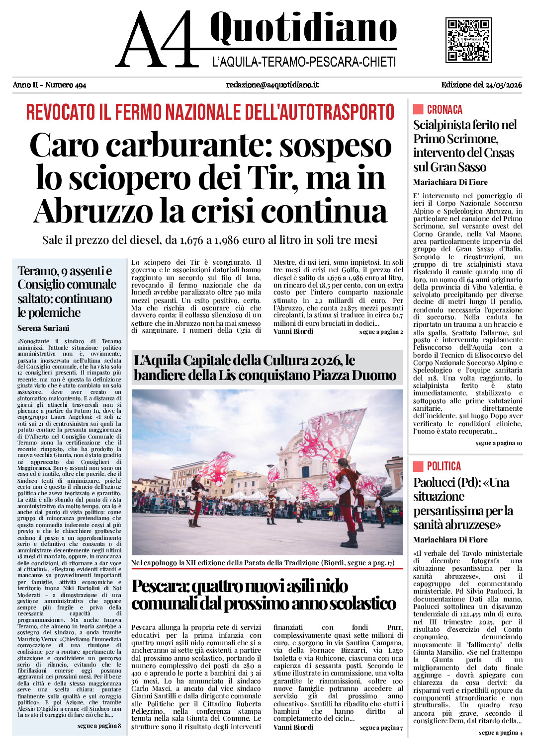 ANNO II - NUMERO 494 - Edizione del 24/05/2026
