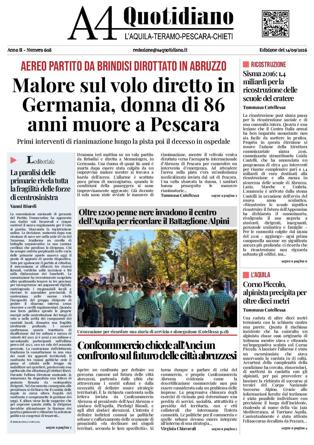 ANNO II - NUMERO 608 - Edizione del 14/09/2026