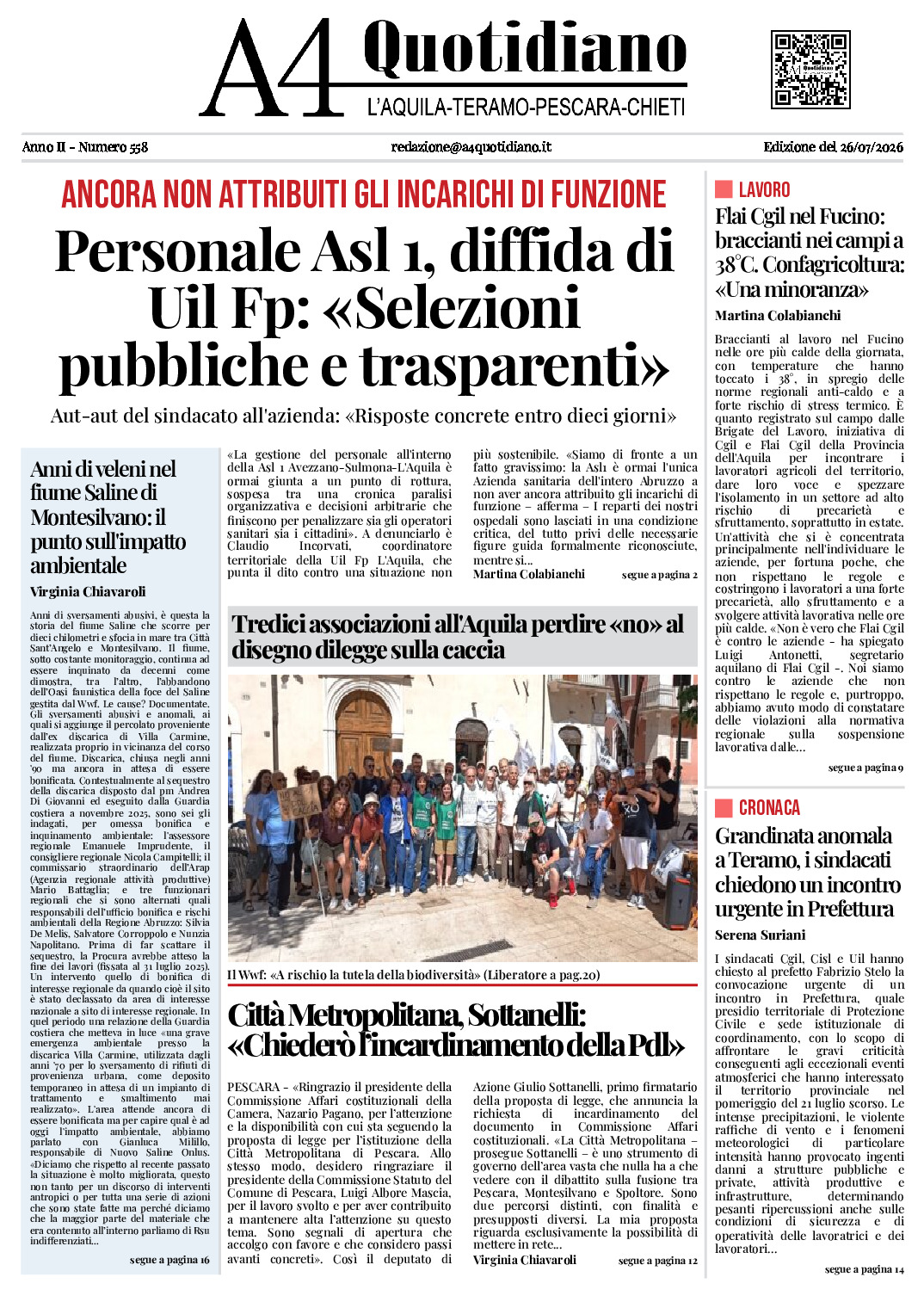 ANNO II - NUMERO 558 - Edizione del 26/07/2026
