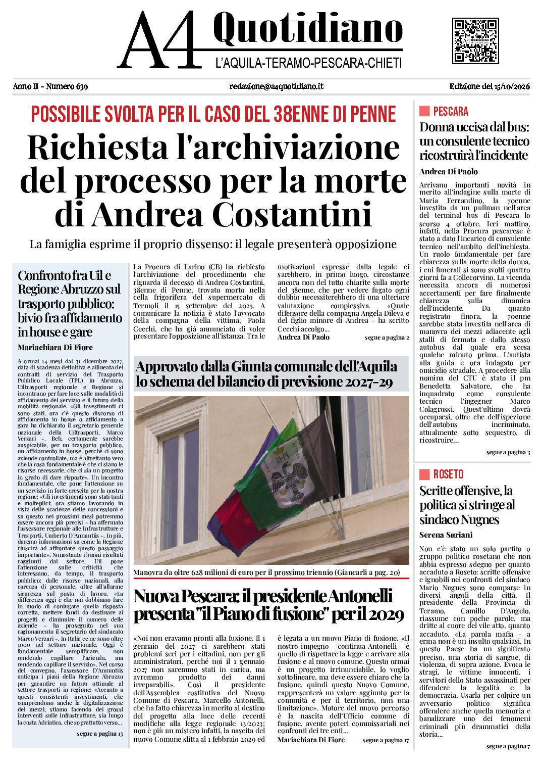 ANNO II - NUMERO 639 - Edizione del 15/10/2026