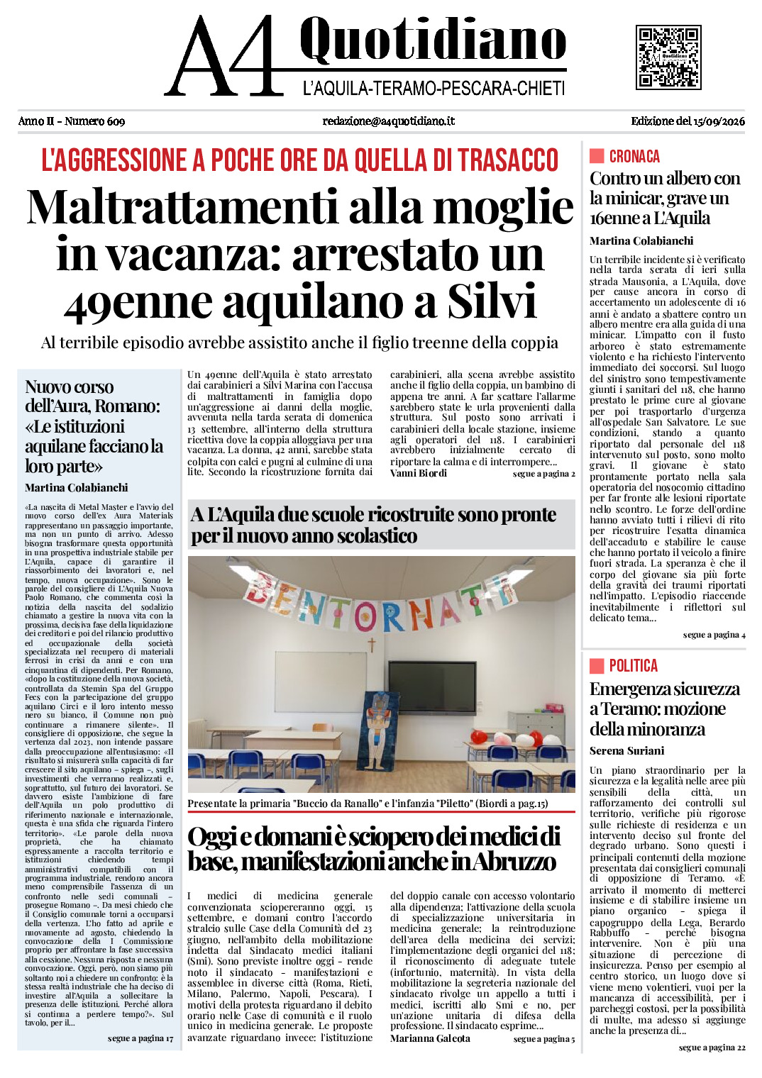 ANNO II - NUMERO 609 - Edizione del 15/09/2026