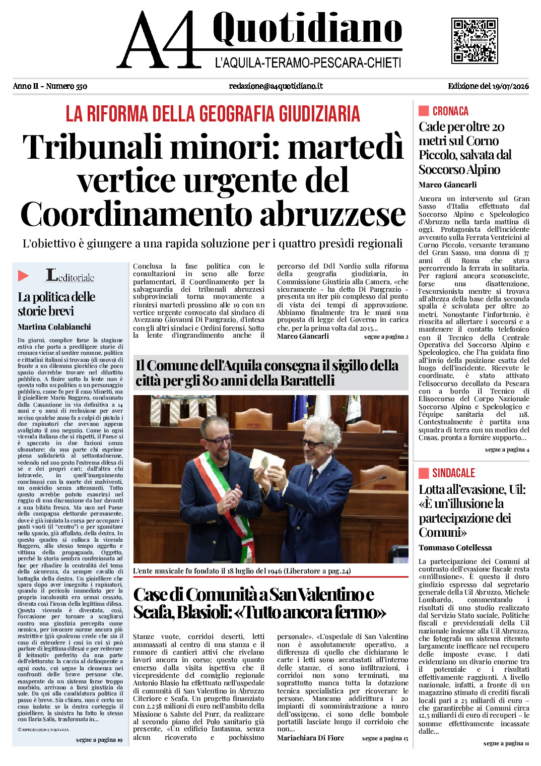 ANNO II - NUMERO 550 - Edizione del 19/07/2026