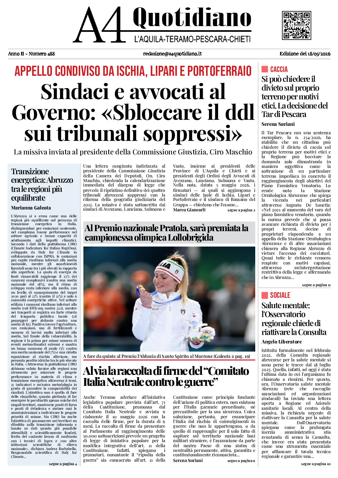 ANNO II - NUMERO 488 - Edizione del 18/05/2026