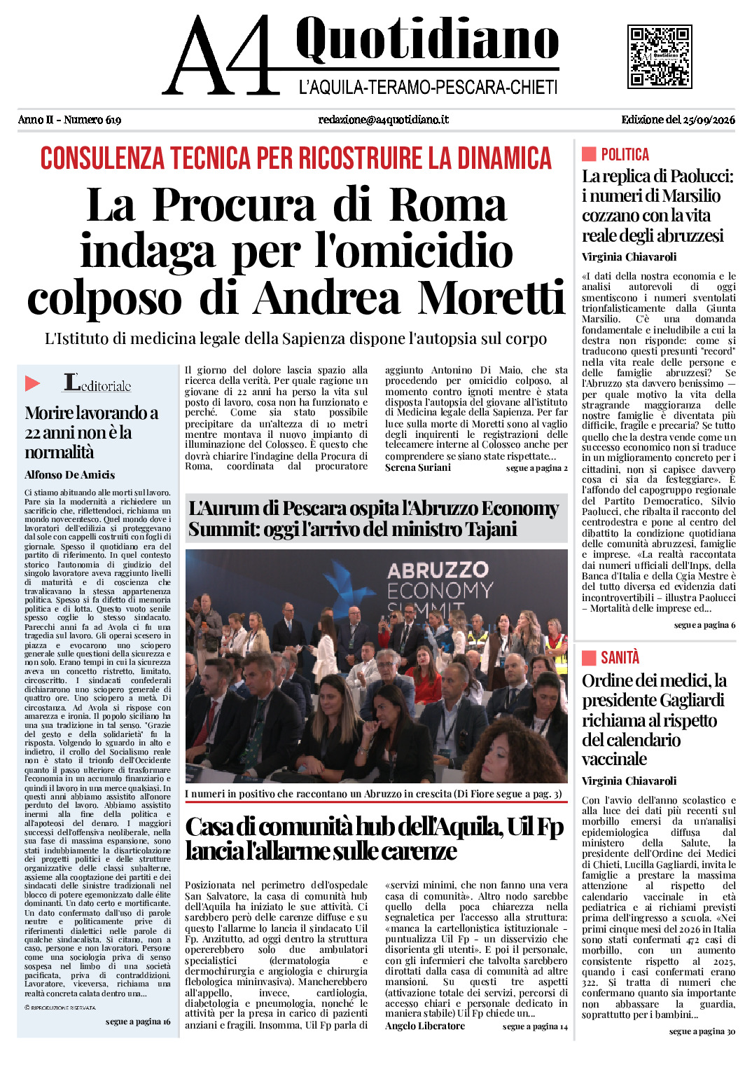 ANNO II - NUMERO 619 - Edizione del 25/09/2026