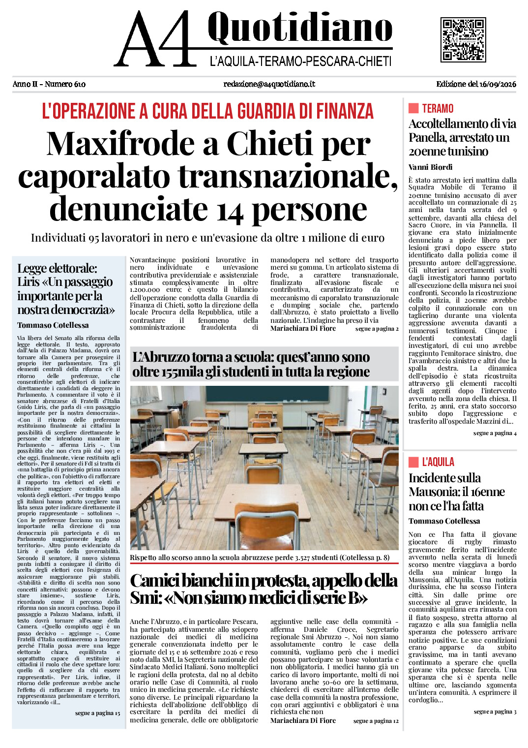 ANNO II - NUMERO 610 - Edizione del 16/09/2026