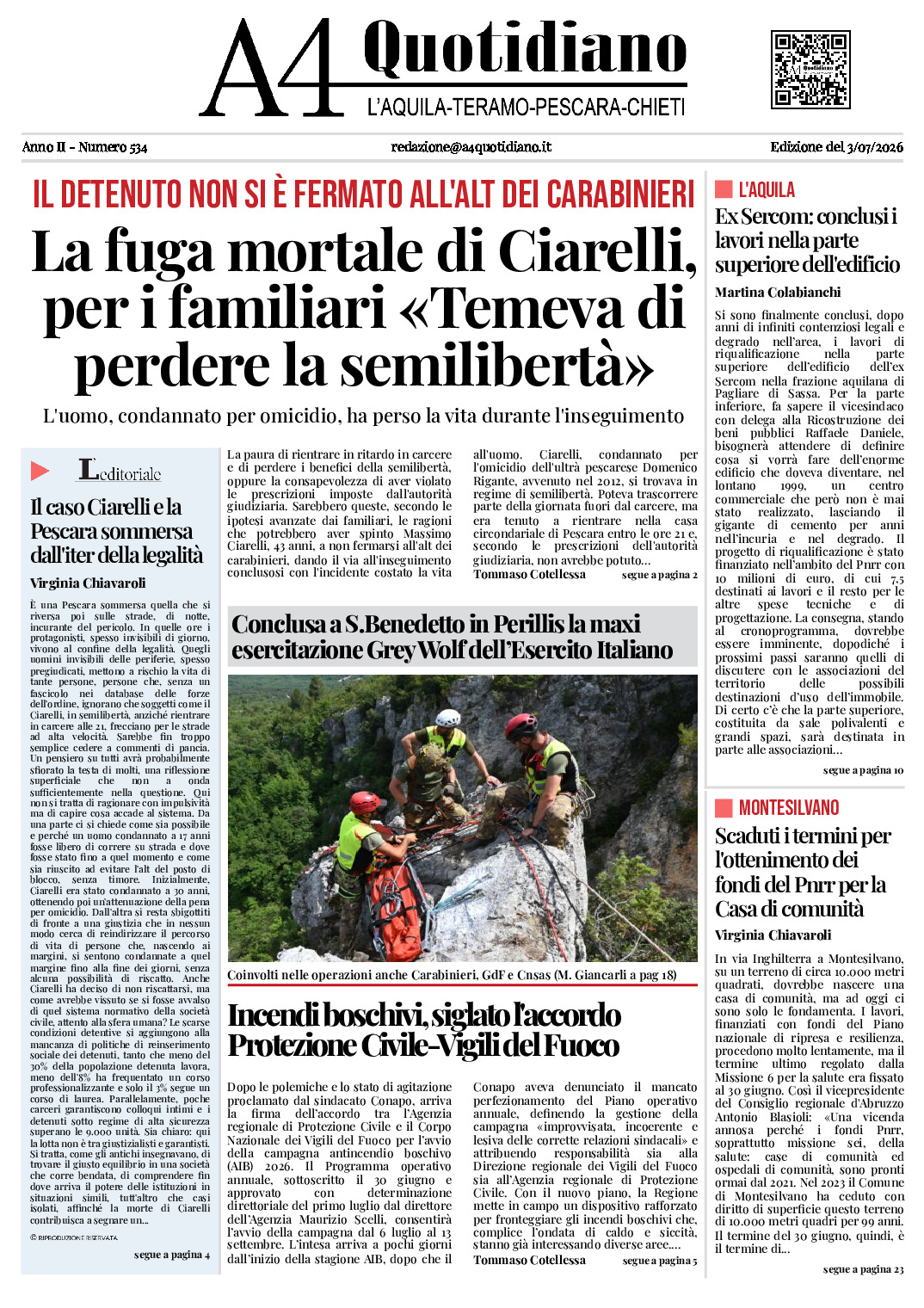 ANNO II - NUMERO 534 - Edizione del 3/07/2026