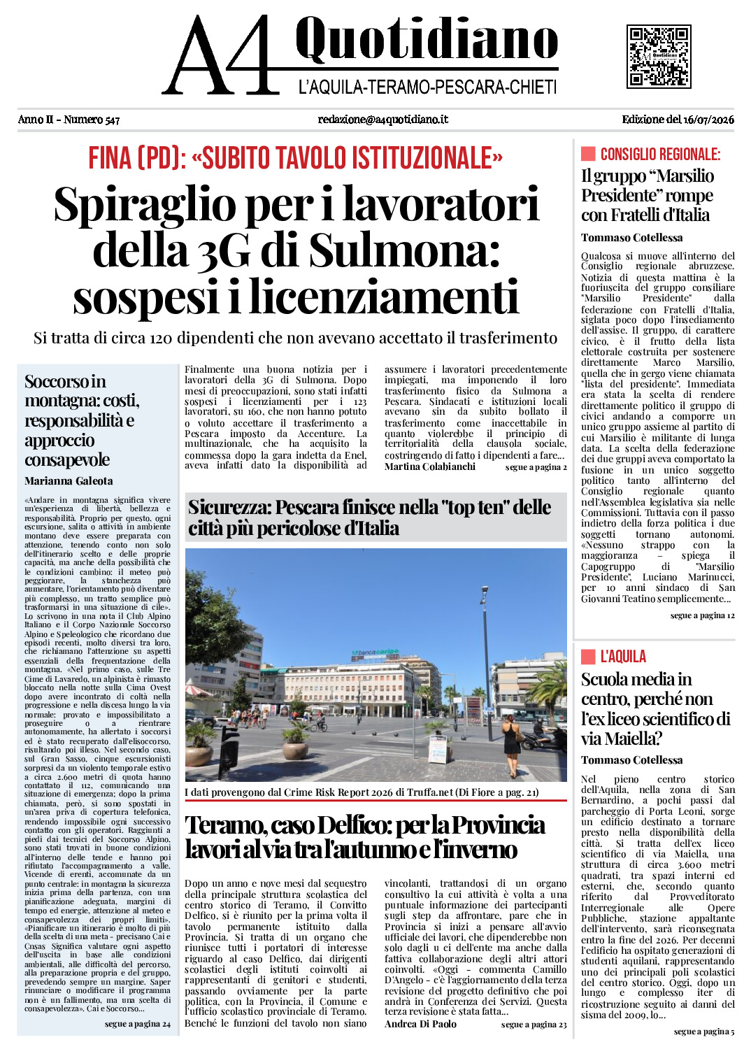 ANNO II - NUMERO 547 - Edizione del 16/07/2026