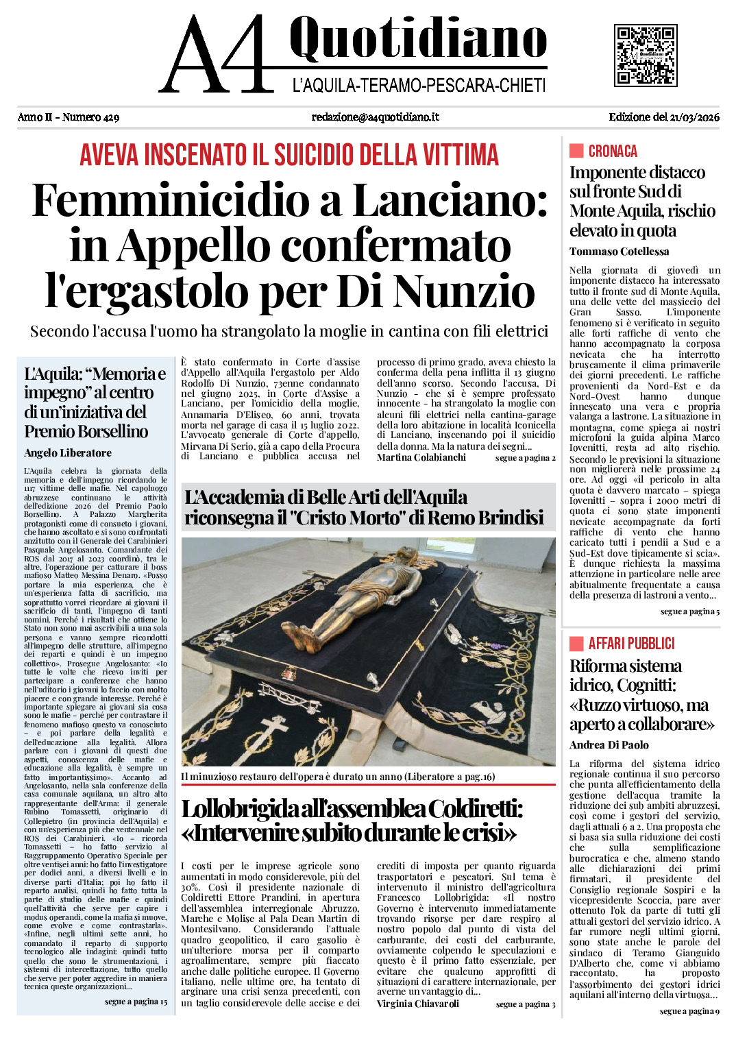 ANNO II - NUMERO 429 - Edizione del 21/03/2026
