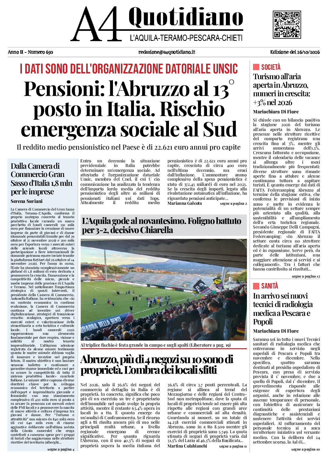 ANNO II - NUMERO 650 - Edizione del 26/10/2026