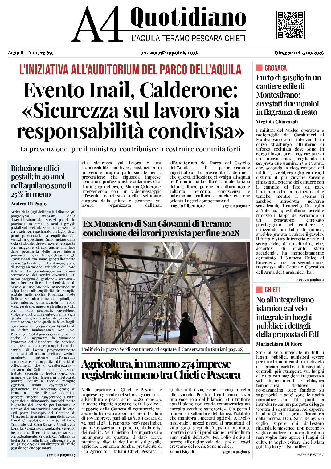 ANNO II - NUMERO 651 - Edizione del 27/10/2026