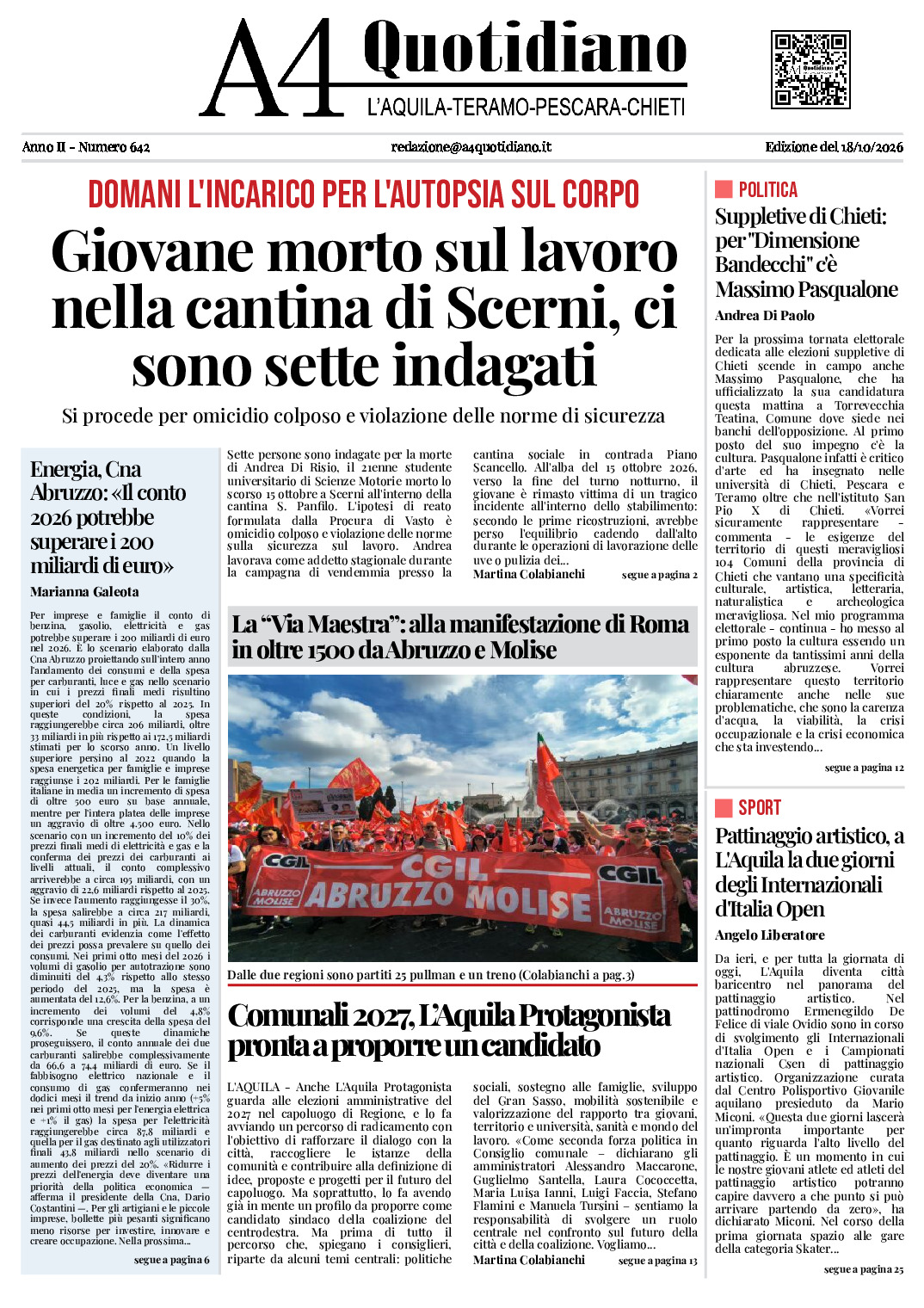 ANNO II - NUMERO 642 - Edizione del 18/10/2026