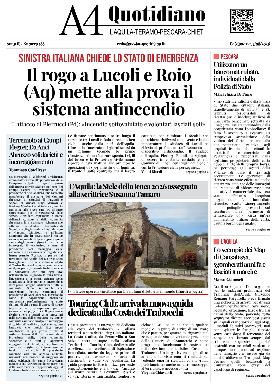 ANNO II - NUMERO 566 - Edizione del 3/08/2026
