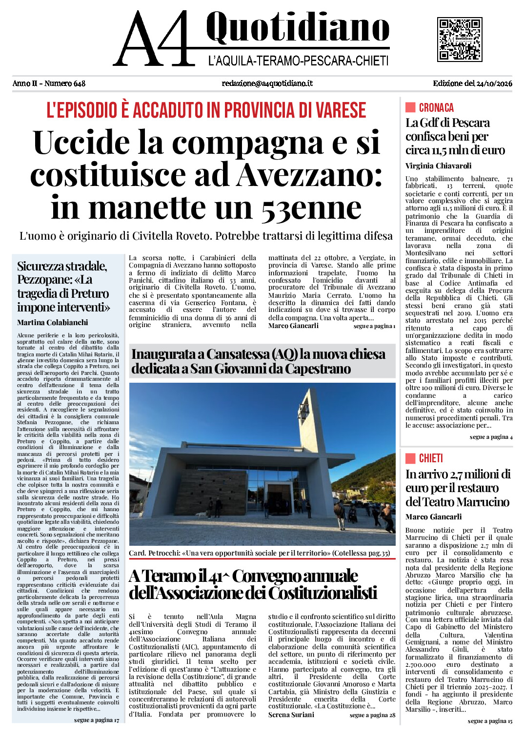 ANNO II - NUMERO 648 - Edizione del 24/10/2026