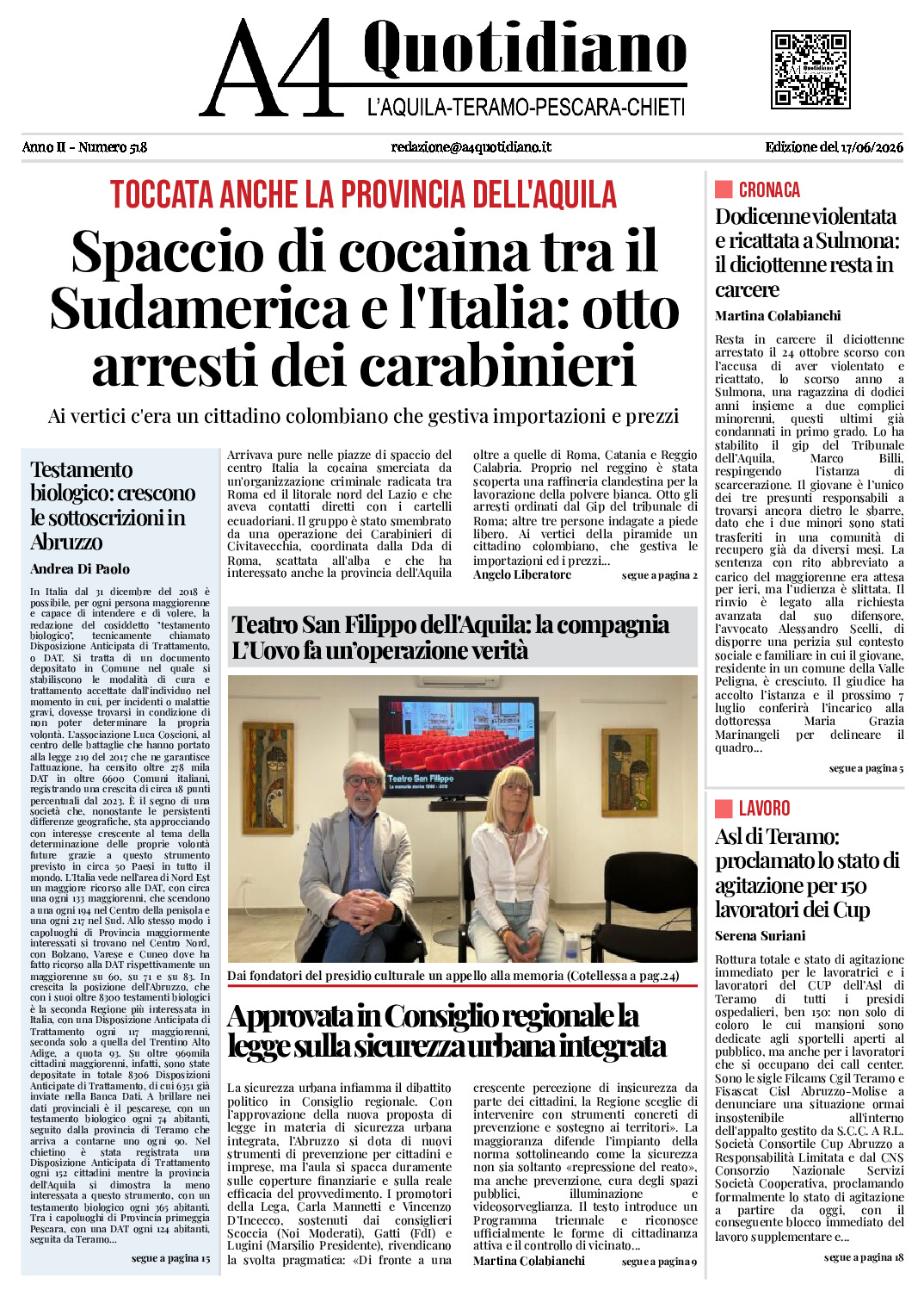 ANNO II - NUMERO 518 - Edizione del 17/06/2026