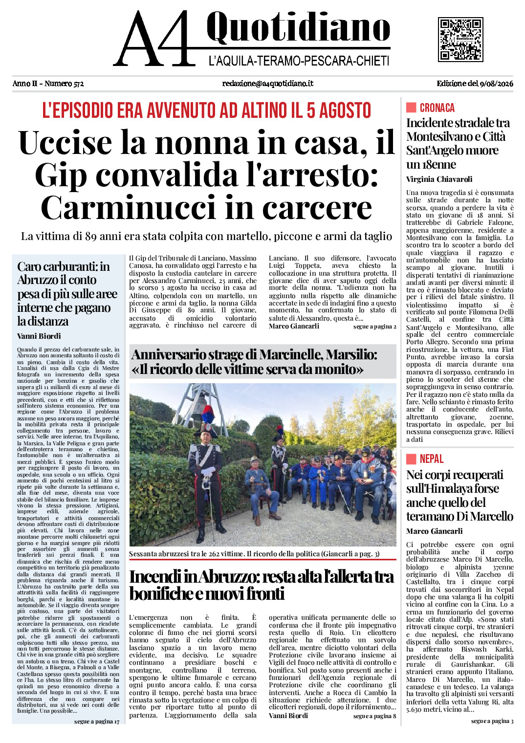 ANNO II - NUMERO 572 - Edizione del 9/08/2026
