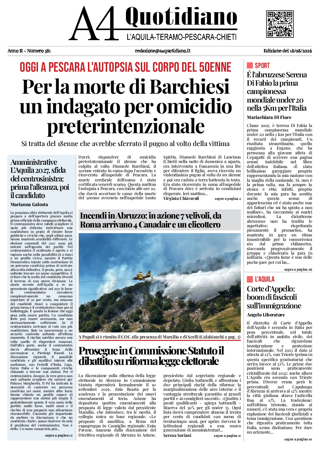 ANNO II - NUMERO 581 - Edizione del 18/08/2026