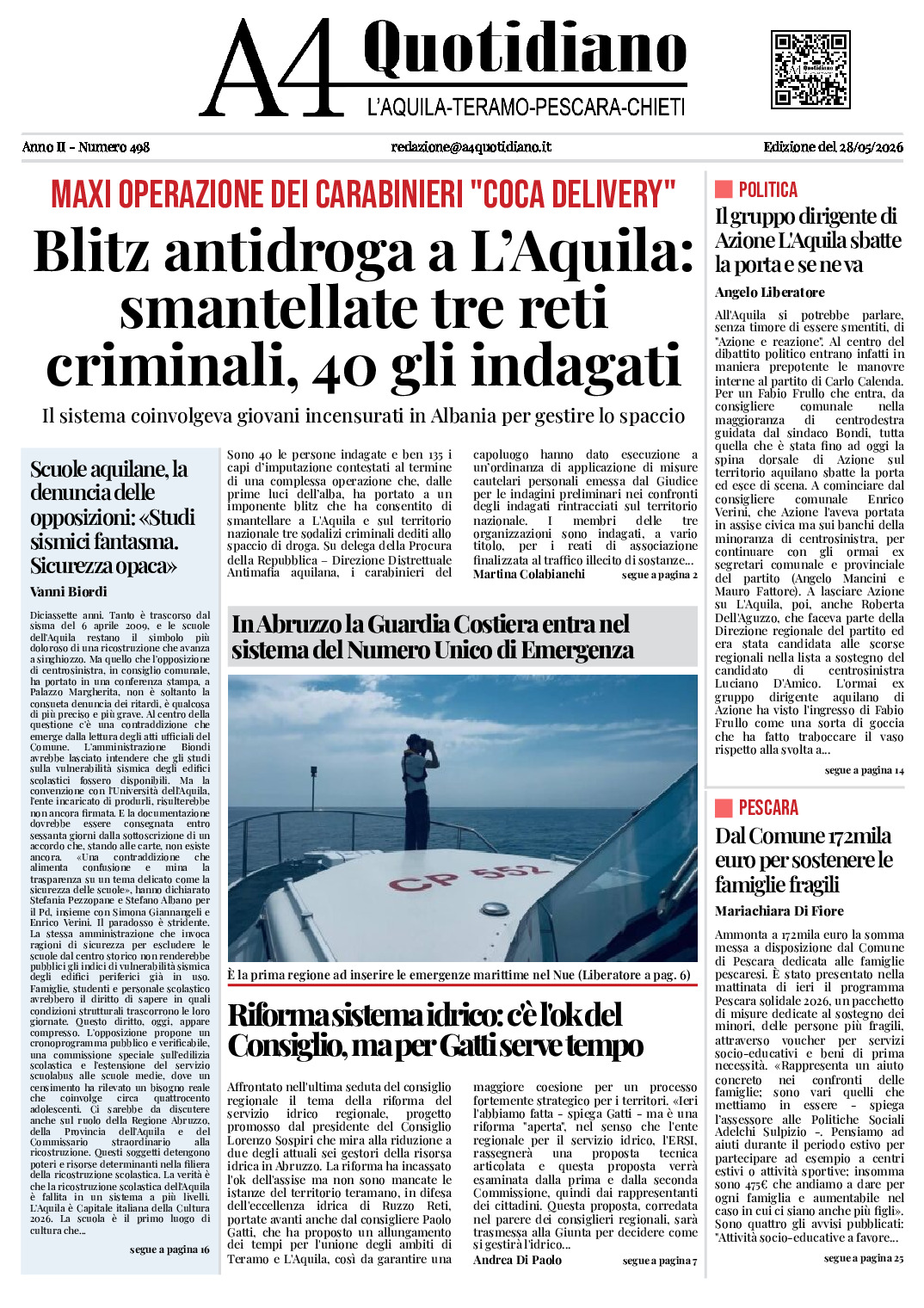 ANNO II - NUMERO 498 - Edizione del 28/05/2026