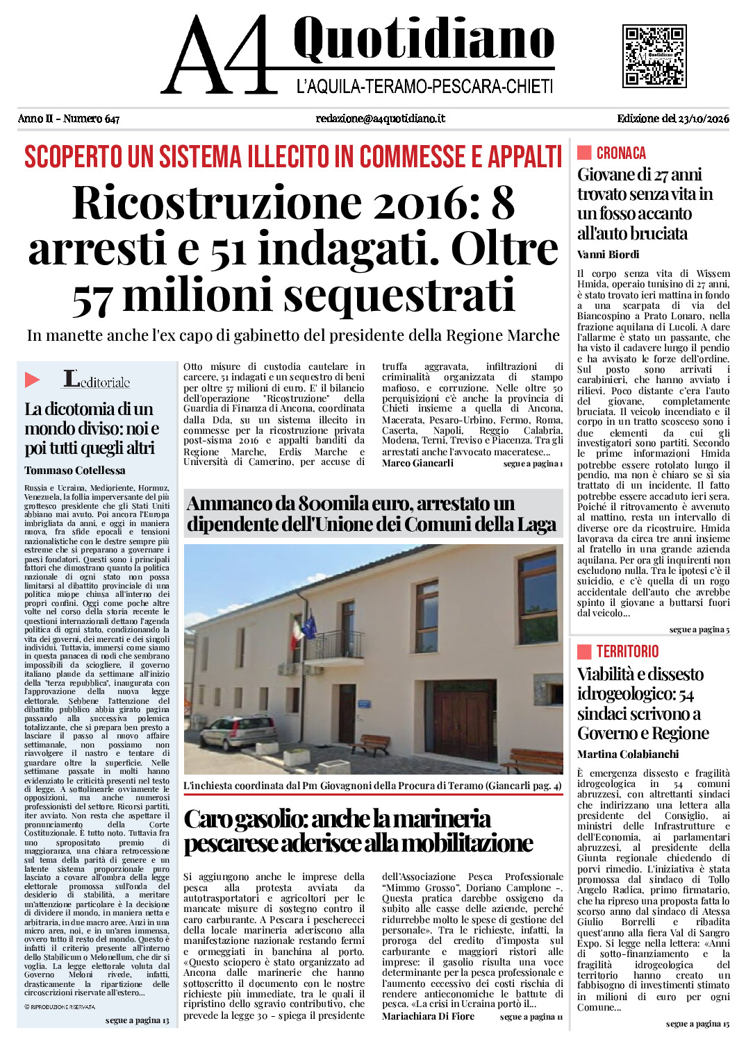 ANNO II - NUMERO 647 - Edizione del 23/10/2026