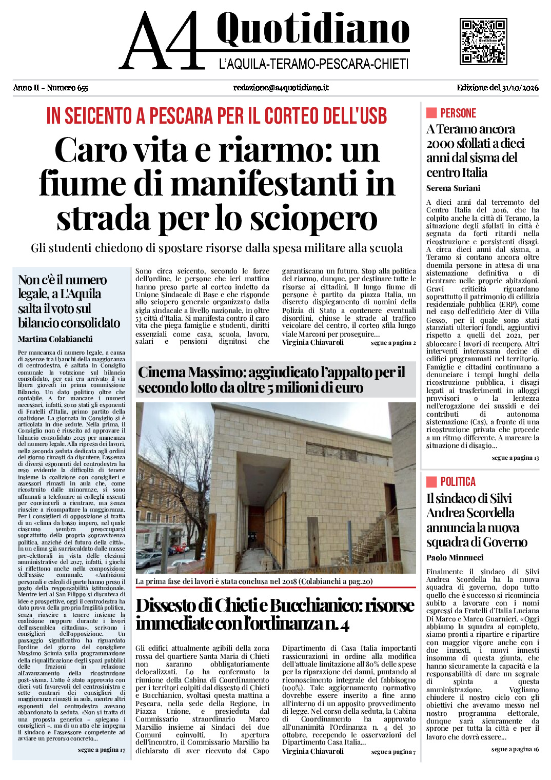 ANNO II - NUMERO 655 - Edizione del 31/10/2026