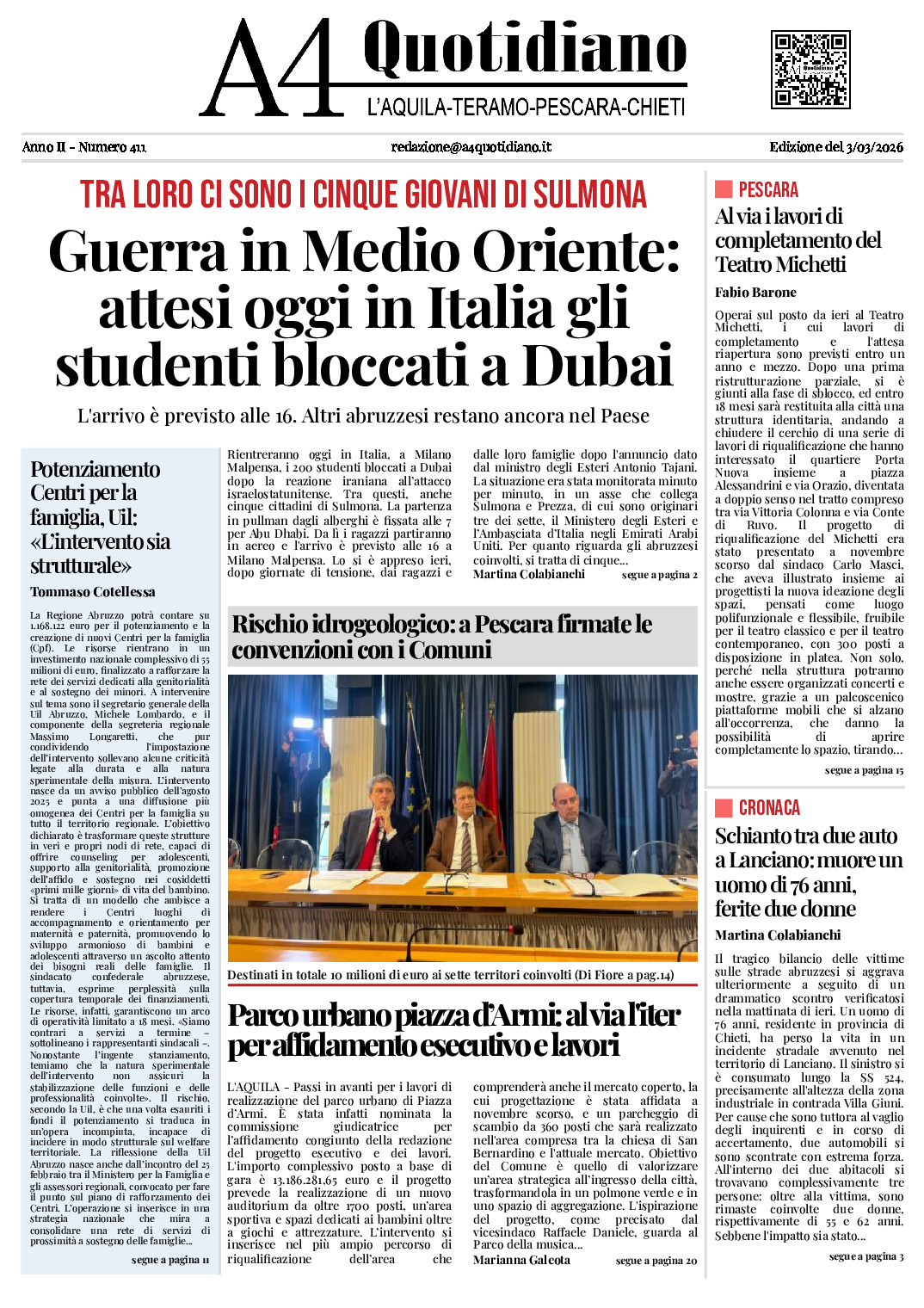 ANNO II - NUMERO 411 - Edizione del 3/03/2026