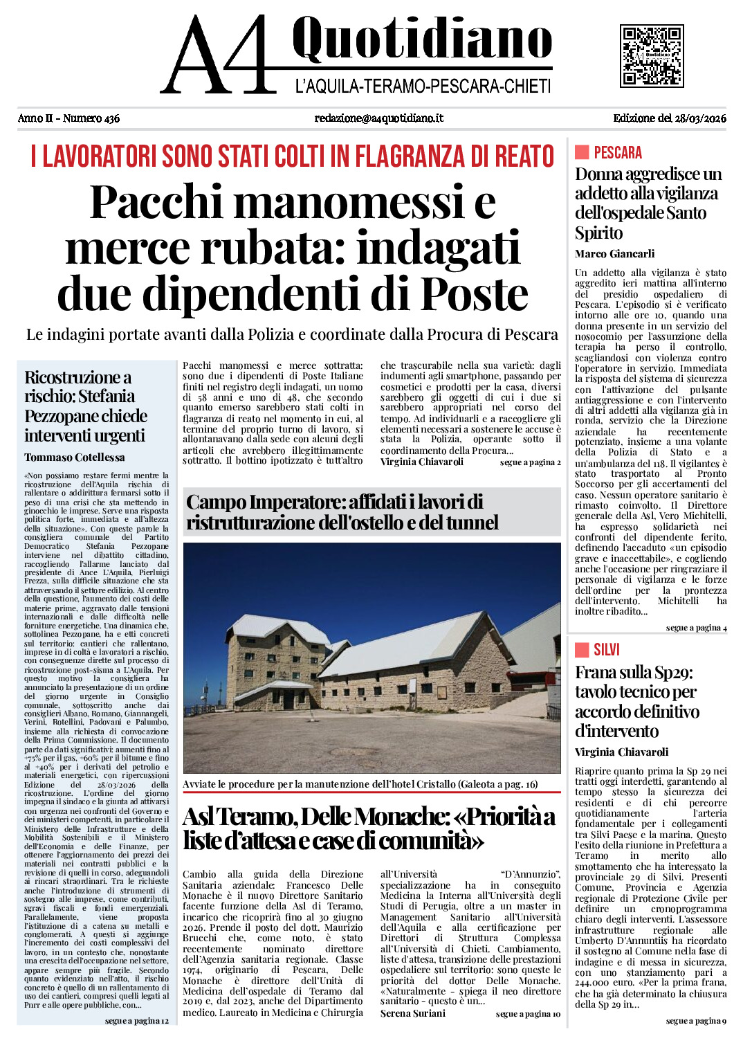 ANNO II - NUMERO 436 - Edizione del 28/03/2026