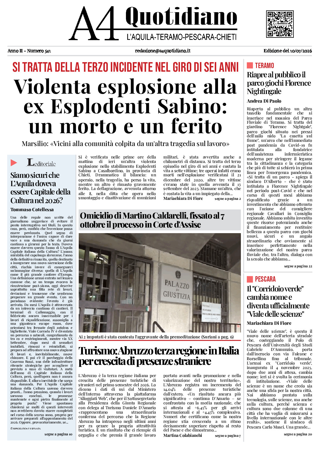 ANNO II - NUMERO 541 - Edizione del 10/07/2026