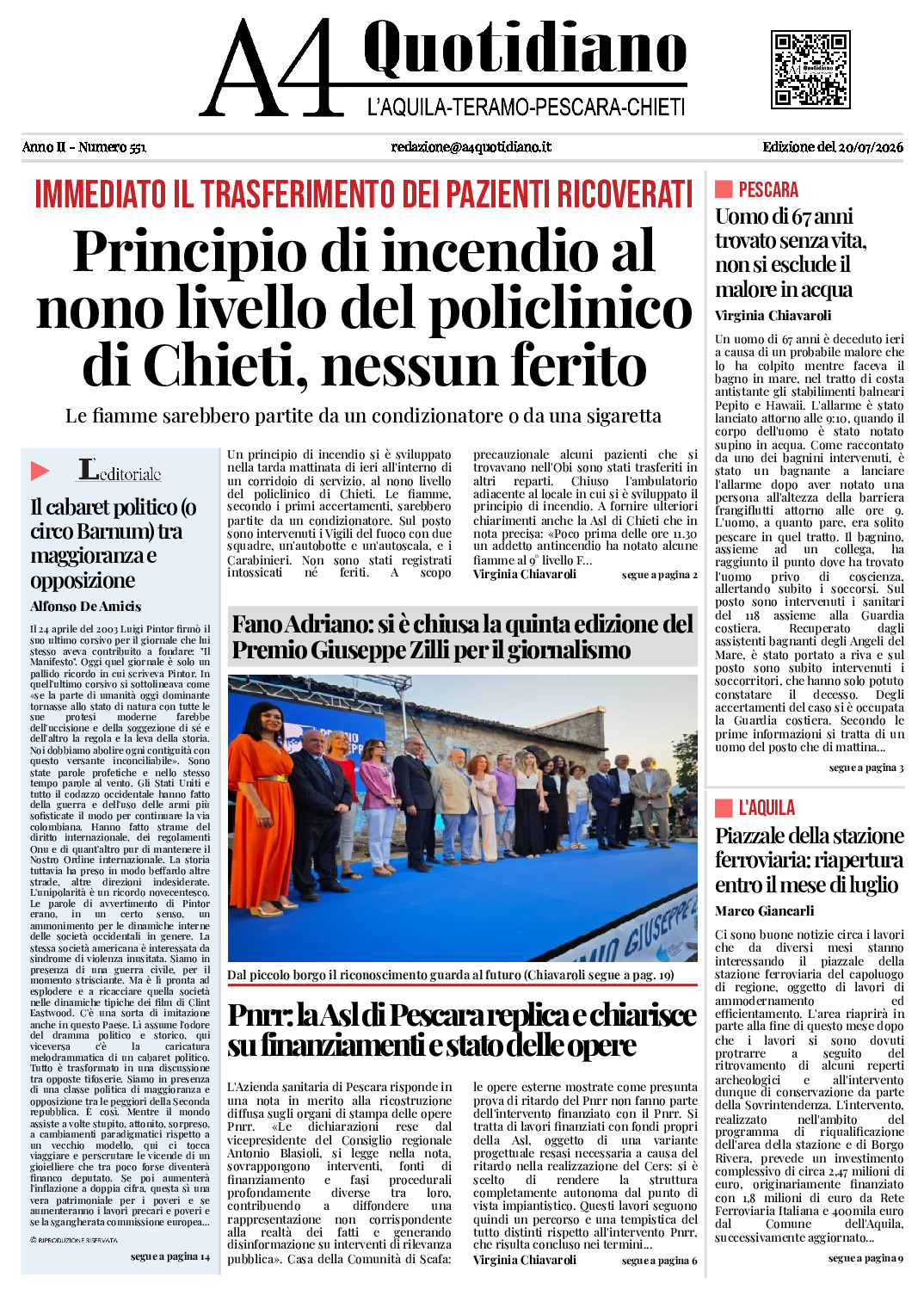 ANNO II - NUMERO 551 - Edizione del 20/07/2026