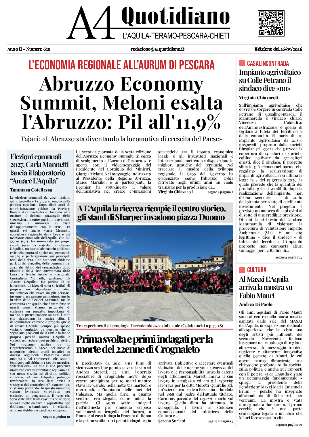 ANNO II - NUMERO 620 - Edizione del 26/09/2026