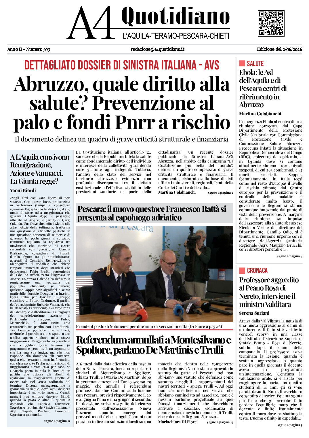 ANNO II - NUMERO 503 - Edizione del 2/06/2026