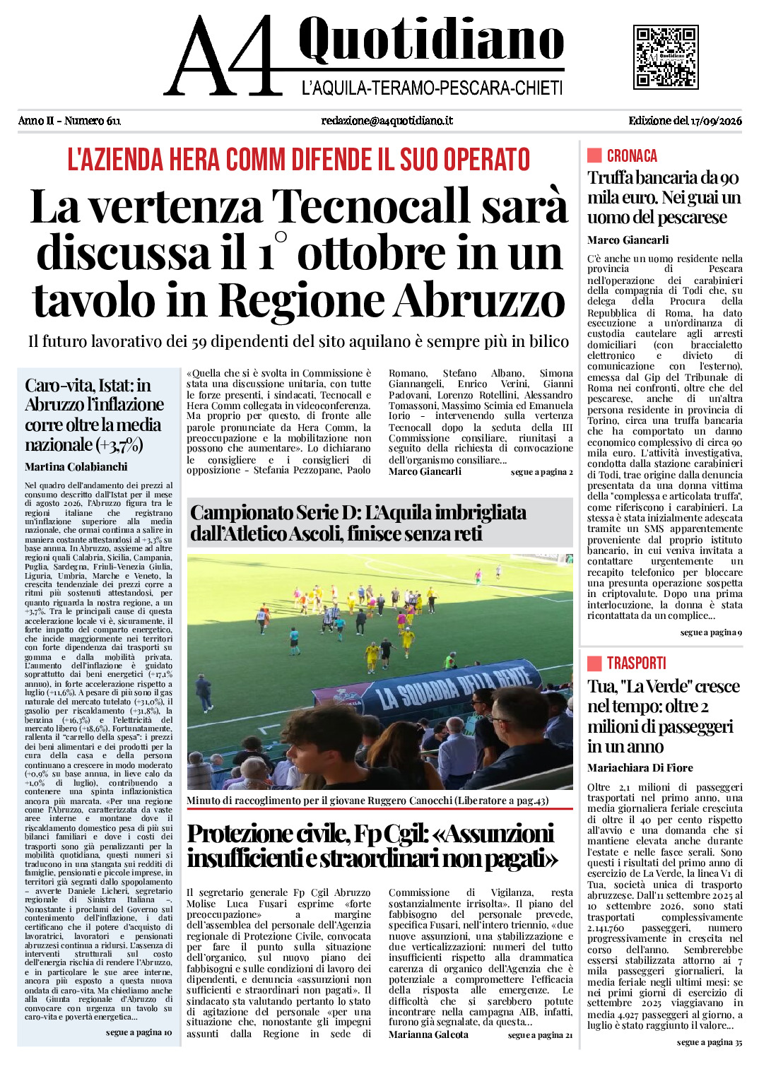 ANNO II - NUMERO 611 - Edizione del 17/09/2026