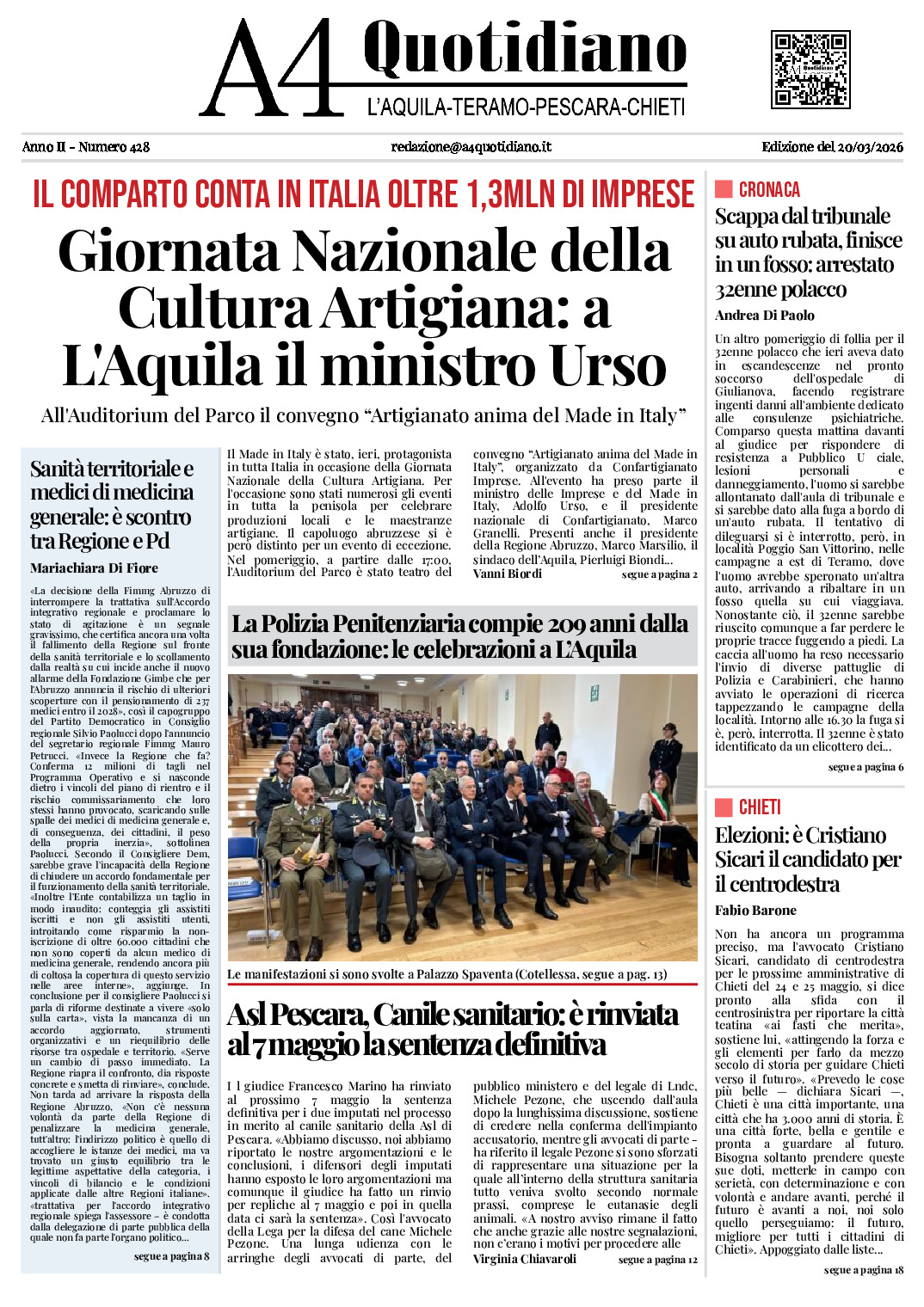 ANNO II - NUMERO 428 - Edizione del 20/03/2026