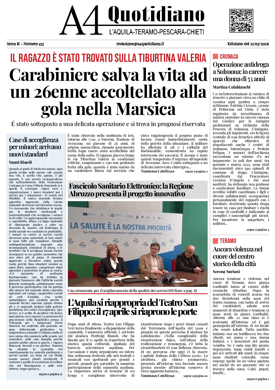 ANNO II - NUMERO 435 - Edizione del 27/03/2026