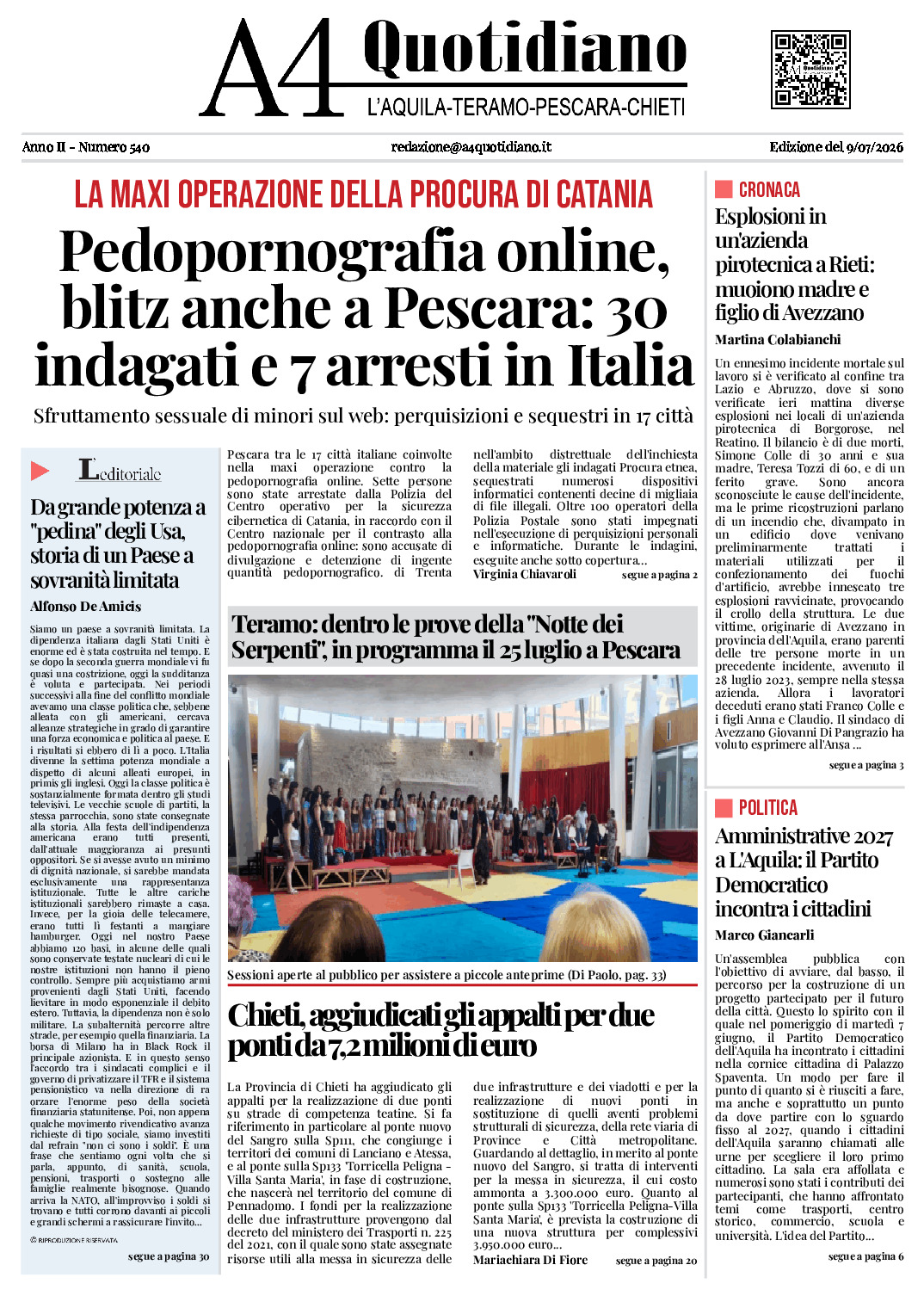 ANNO II - NUMERO 540 - Edizione del 9/07/2026