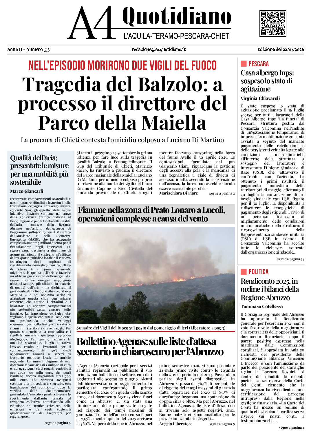 ANNO II - NUMERO 553 - Edizione del 22/07/2026