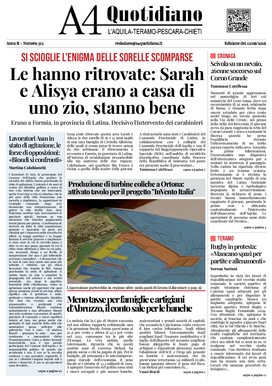 ANNO II - NUMERO 523 - Edizione del 22/06/2026
