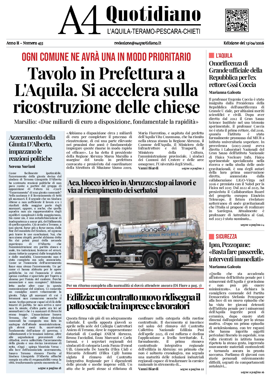 ANNO II - NUMERO 455 - Edizione del 15/04/2026