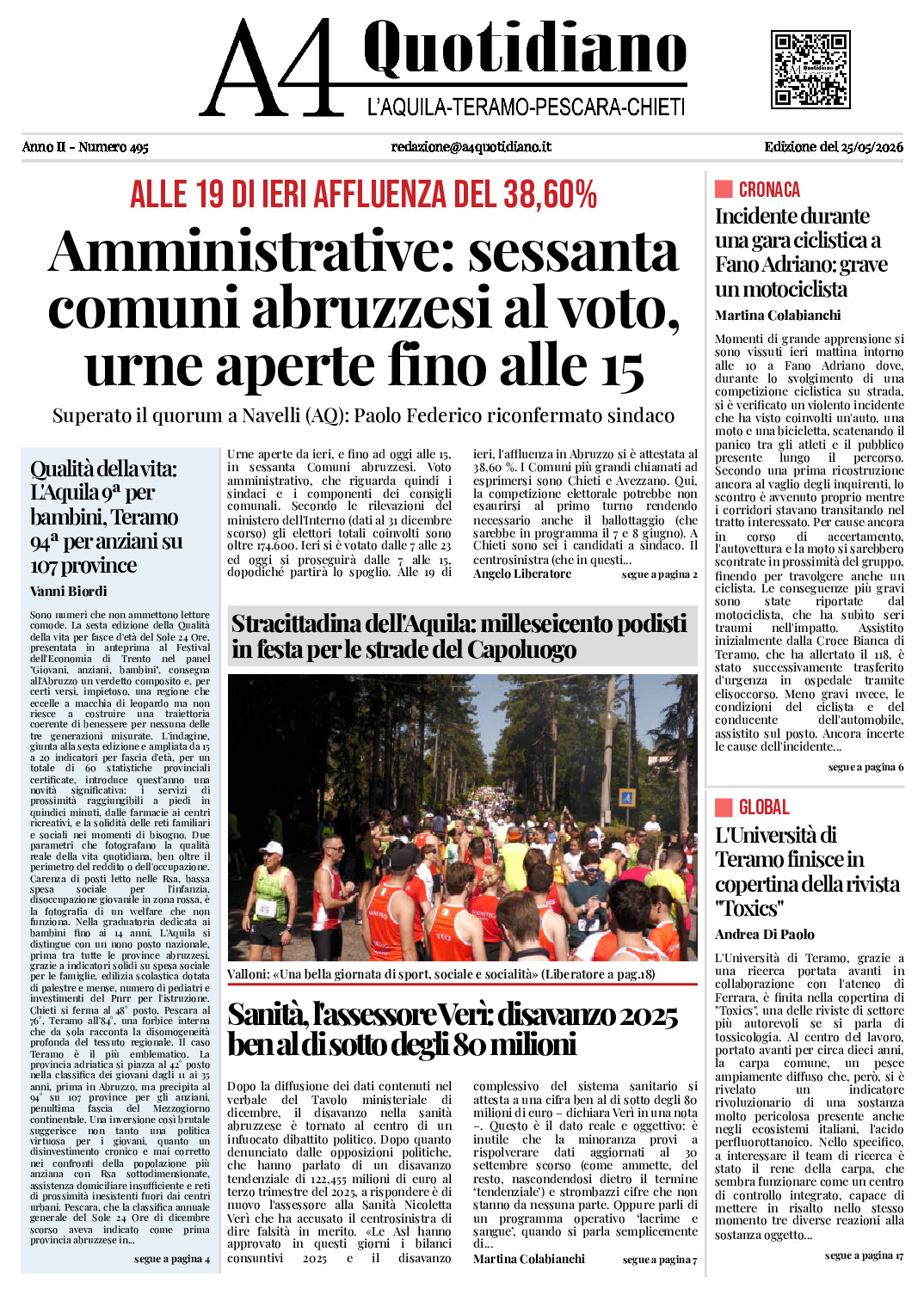 ANNO II - NUMERO 495 - Edizione del 25/05/2026