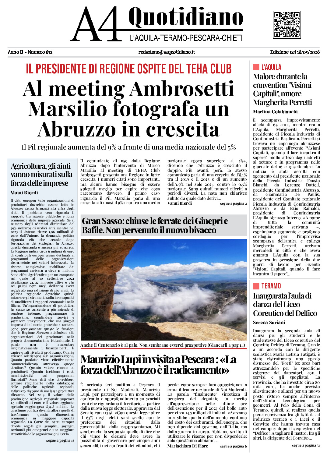 ANNO II - NUMERO 612 - Edizione del 18/09/2026